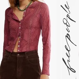 NWT FP Jae Button Up Top- CRUSHED BERRY